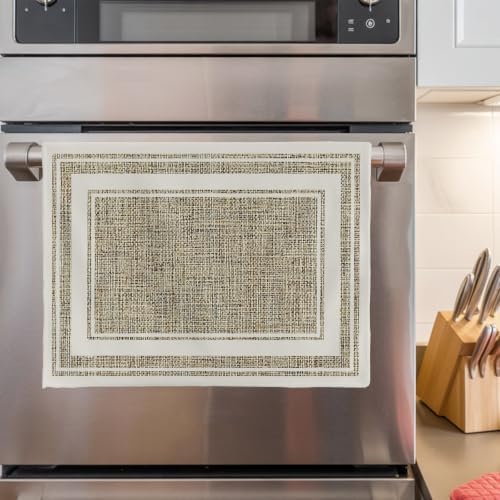 Beige Rustic Kitchen Towels Set of 3, Absorbent Dish Towels for