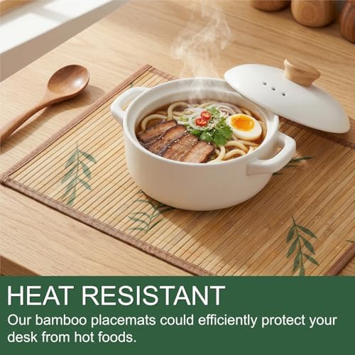 Eorbow 8 Pack Bamboo Placemats, 18 x 12 Inch Anti-Slip Table Mats