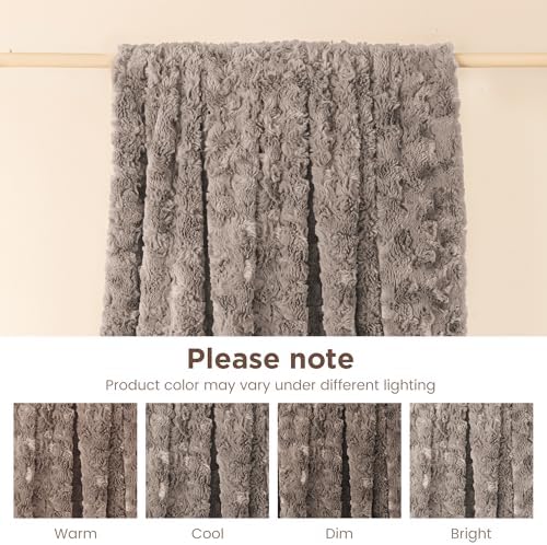 Sophia & William, Brushed Faux Fur Throw Blanket, 60 x 80, Light