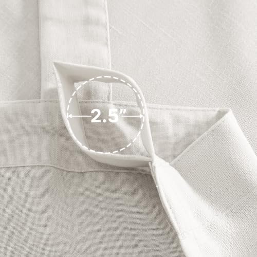 PrinceDeco Linen Semi Sheer Curtains for Living Room, 52x96 inch, Off