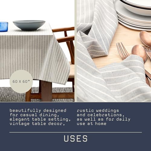 MEEMA Cotton Square Table Cloth, Washable Farmhouse Table Cover