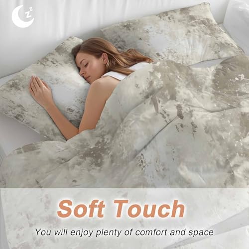 Light Gray Bedding 3 Piece Duvet Cover Set Queen Size, Vintage
