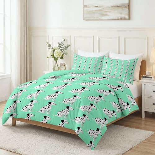 King Duvet Cover Set Soft Microfiber Animals Dalmatian