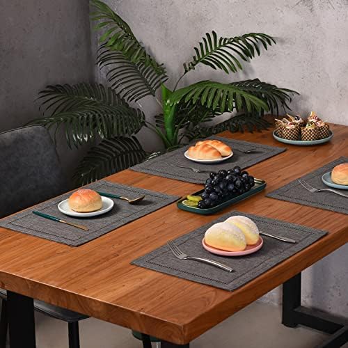 Tosewever Set of 6 Decorative Linen Placemats 12 x 18 Inches