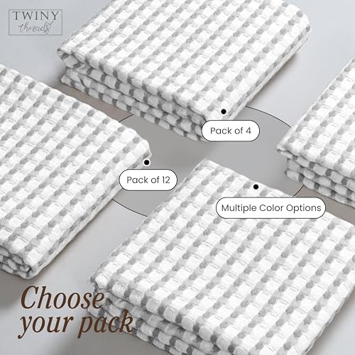 TWINY threads 4 Pack 100% Cotton Kitchen Towels, 16"x26"