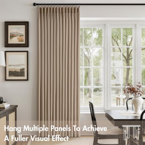 Burlywood Brown Pinch Pleated Linen Curtains 96 Inches Long 2 Panels