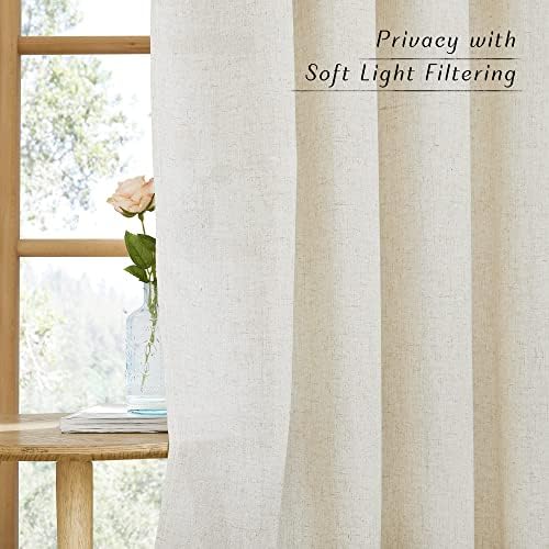 NICETOWN Natural Linen Curtains for Bedroom, Back Tab & Rod Pocket