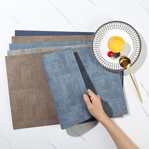 Dining Table Placemat Rectangle 6 PCS, 11.82 x 17.72 Inches Leather