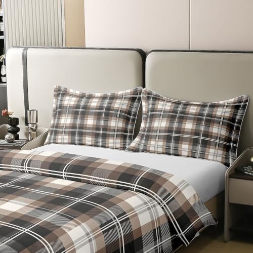 Castle Fairy Modern Plaid 100% Cotton Duvet Cover Set Twin