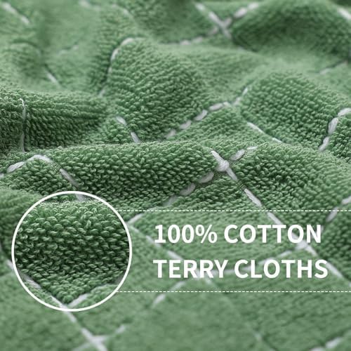 Homaxy 100% Cotton Terry Kitchen Towels, 24 Pack, Grass Green