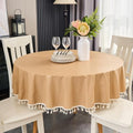 LIBERECOO Round Vinyl Tablecloth, Tassel Edge, 70 Inch