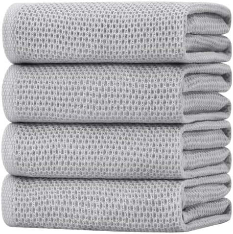 Homaxy 100% Cotton Oversized Waffle Weave Kitchen Towels 4-Pack, Light
