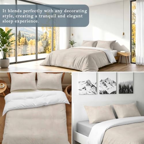 DecorLovee Light Beige Duvet Cover Set 3 Pieces with Zipper Closure