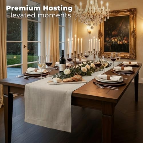 Signature LinenTM by D'Moksha, 100% Pure Linen Natural Table Runner