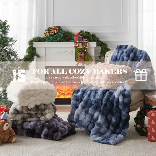 Faux Fur King Blanket for Couch, 1000 GSM Cozy Fuzzy Fluffy Soft Plush