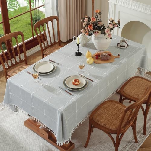 Warmstar Linen Textured Tablecloth Rectangular, Farmhouse Rustic Table