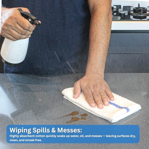 Bar Mop Kitchen Towels – Pack of 50, 16 x19 Inches, Blue Stripe Cotton