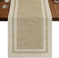 Beige Vintage Table Runner 108 Inch Long Dresser Scarves Linen