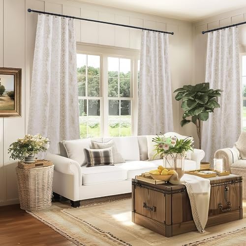 Mrs.Naturall Taupe Geometric Patterned Living Room Curtains, 84 Inch