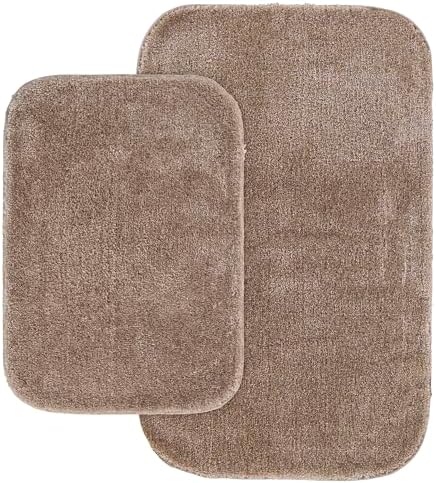 Garland Rug Traditional 2 Piece Nylon Washable Bathroom Rug Set Taupe