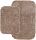 Garland Rug Traditional 2 Piece Nylon Washable Bathroom Rug Set Taupe