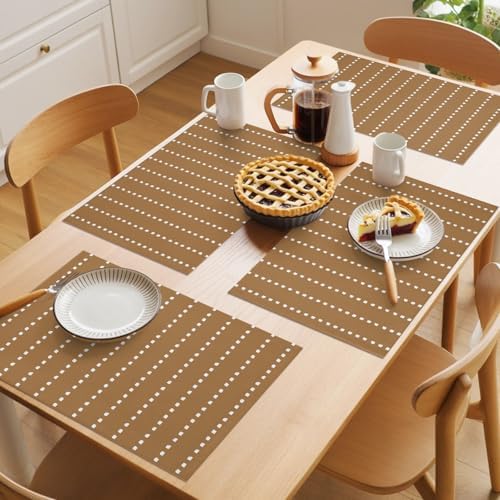 Round Placemats Set of 8 Fall Neutral Tan Place Mats Rustic Minimalist