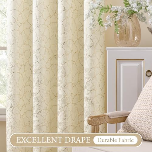Ivory Curtains 84 Inches long 2 Panels Cream Geometric Curtains Room