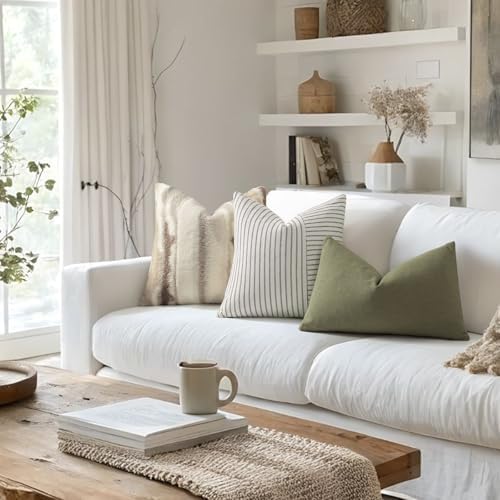 YCOLL Farmhouse Pillow Covers 20x20, Modern Accent Square Throw Pillow