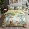 Sage Green Watercolor Animal Forest Duvet Cover Set for Women Girls
