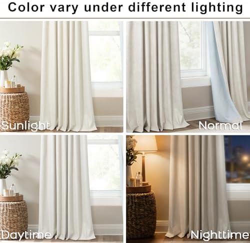 108 Inch Pinch Pleated Blackout Linen Curtains, 9FT Long Floor to