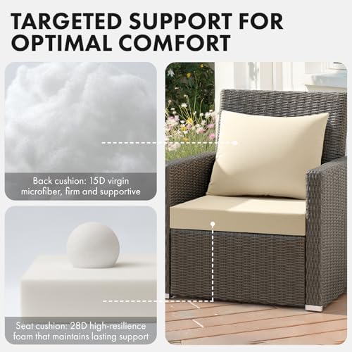 MIULEE Beige Outdoor Chair Cushion 24x24 Inch for Patio Furniture