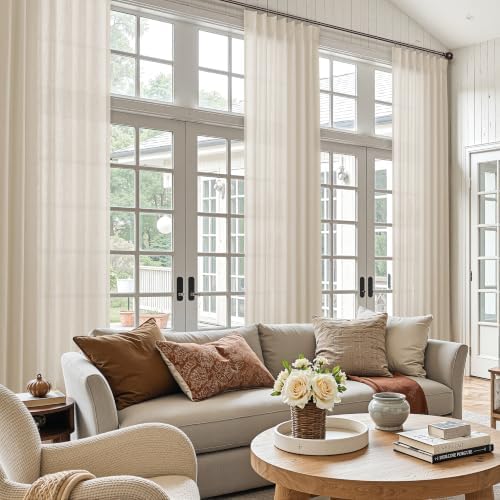 Joywell Extra Long Linen Pinch Pleated Curtains 108 Inch 4 Panels