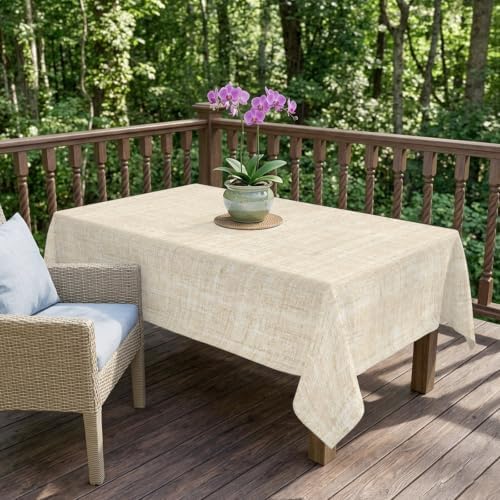 Minimalist Beige Aesthetic Waterproof Tablecloth Rectangle Washable