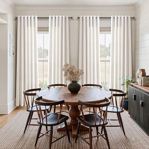 Jowels Natural Cream Linen Grommet Curtains 63 Inch Long for Living