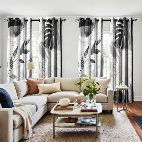 Charcoal Grey Blackout Curtains, Boho Drapes 96 inches length, 2