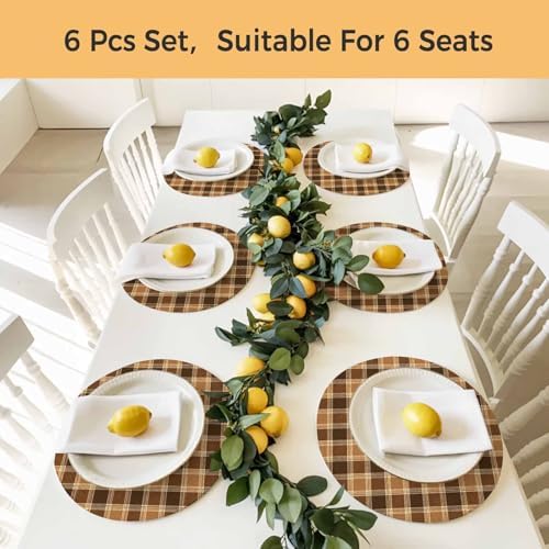 Minimalist Grid Round Braided Placemats Set of Set of 8 Heat