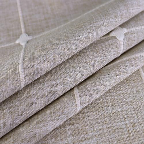 Living Room Table Cloth Round 70 inch, Linen Look with Stripes