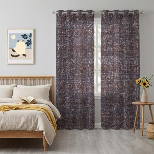 Vintage Sepia Sheer Curtains for Living Room 96 inch Length 2 Panels