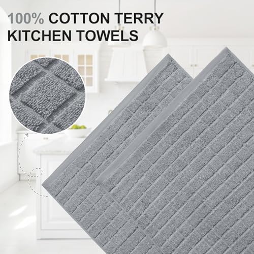Homaxy Premium Ring Spun Cotton 390 GSM Kitchen Towels, 12 Pack, Grey