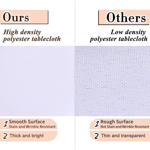 Kesfey 4 Packs White Round Table Cloths 90 Inch White Polyester Circle