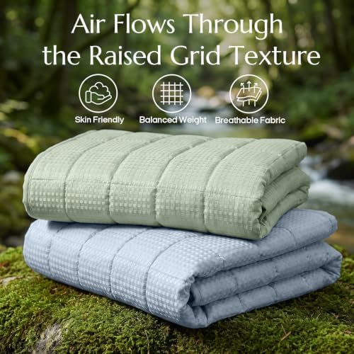 ZonLi Waffle Weighted Blanket for Adults, Small-Grid Quilted, 60x80