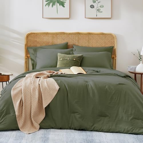 Queen Comforter Set-7 Pieces Soft Prewashed Bed in a Bag Queen Bedding