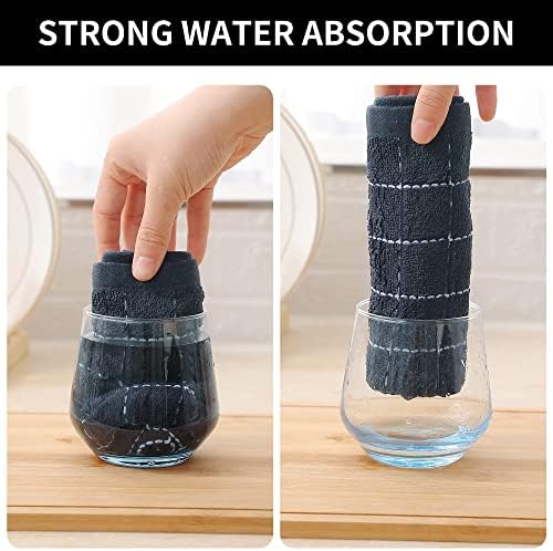 Homaxy 100% Cotton Terry Kitchen Dish Cloths, 8 Pack, Dark Grey