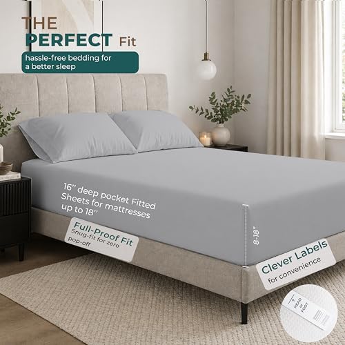THREAD SPREAD 100% Cotton Twin XL Sheets Set, 16" Deep Pocket, Light