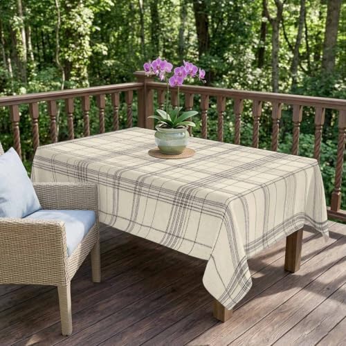 Minimalist Farm Lattice Grid Table Cloth 52x70in, Waterproof Rectangle