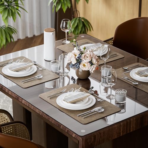 Aofmee Faux Leather Placemats Set of 6, Heat Resistant Place Mats