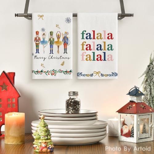 Artoid Mode Nutcrackers Merry Christmas Kitchen Towels Set of 4 18x26