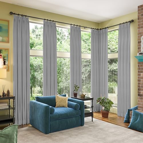 RAIN CITY Grey Blackout Curtains&Drapes 120 Inch Long Set of 2