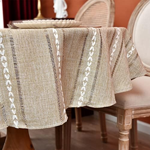 Boho Oval Tablecloth 60 x 84 Inches, Farmhouse Striped Washable