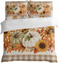 Thanksgiving Pumpkins Duvet Cover Queen Size Bedding Set 4 Pieces, 1